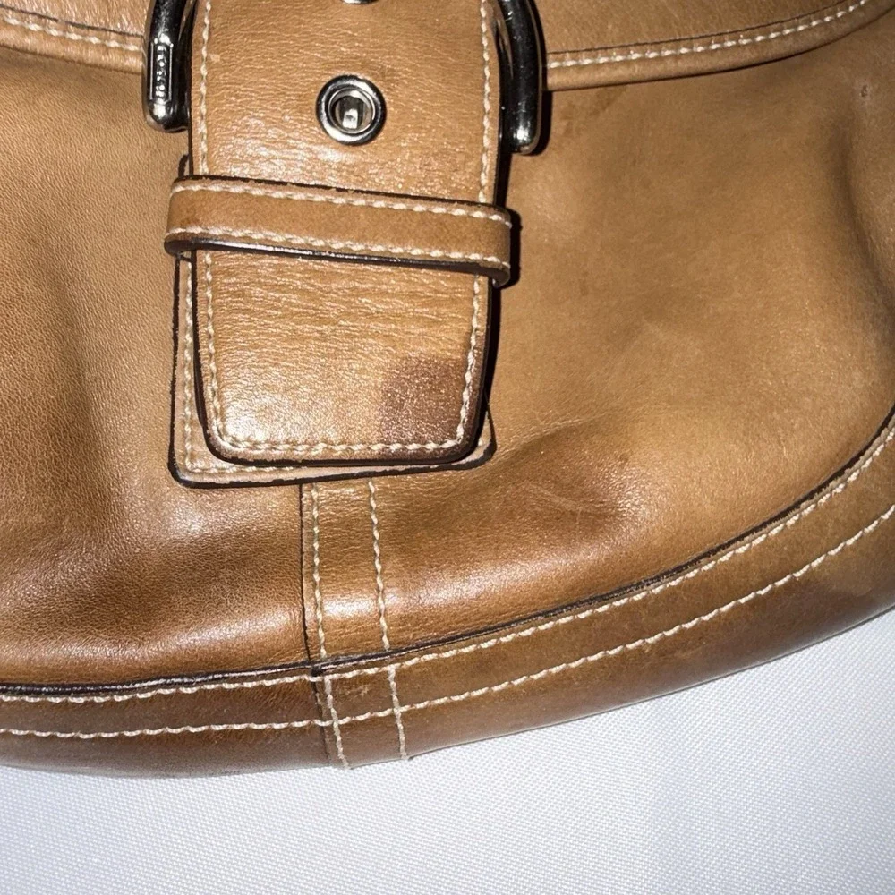 VTG Coach Y2K Tan Brown Leather Medium Soho Flap Shoulder Bag Purse 9248